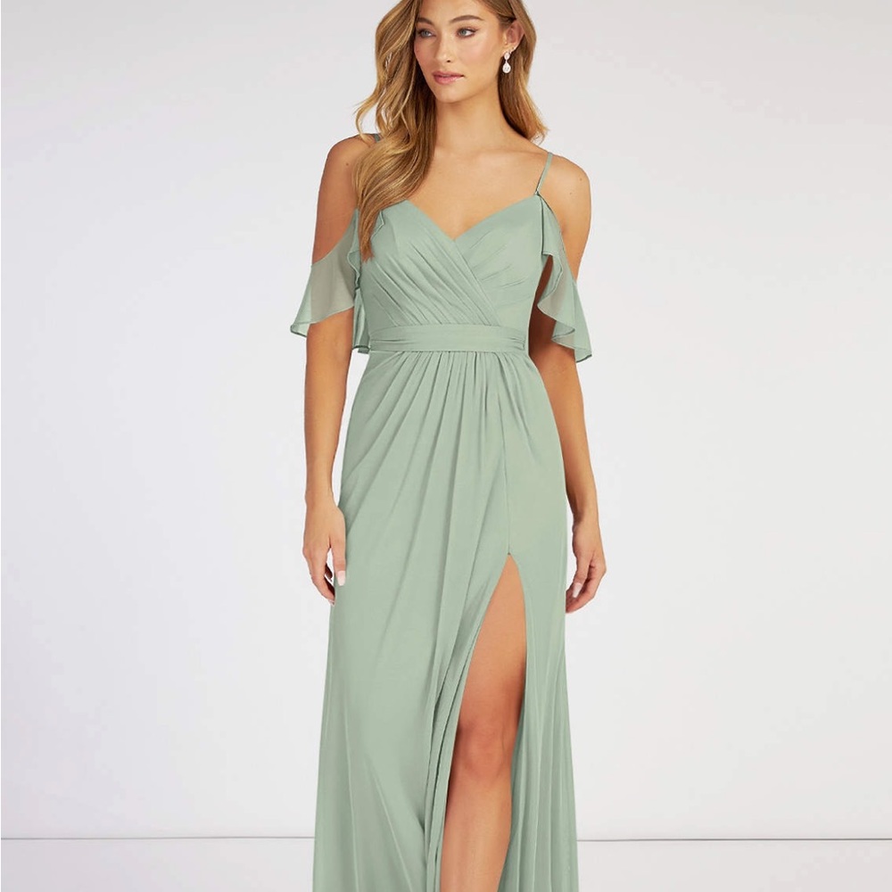 Azazie Fiena dusty sage dress